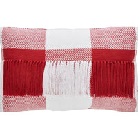 Annie Red Check Fringed Pillow 14x22 - The Fox Decor
