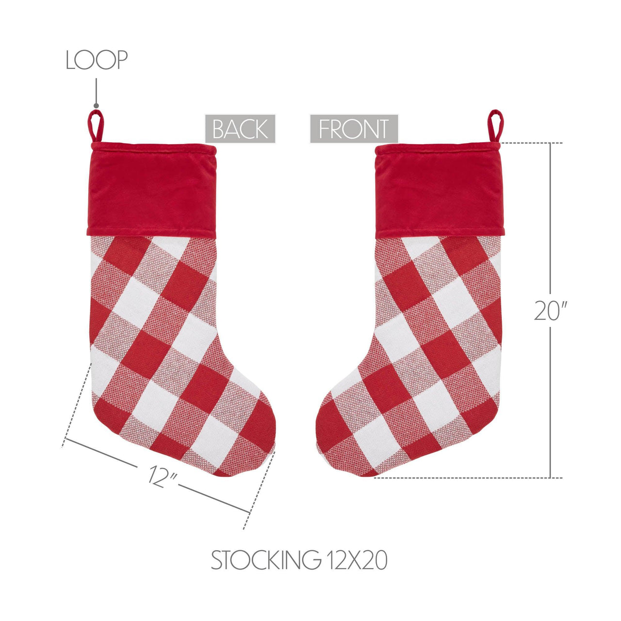 Annie Red Check Stocking 12x20 - The Fox Decor