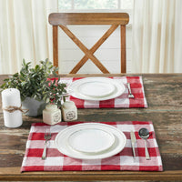 Annie Red Check Placemat Set of 2 13x19 - The Fox Decor