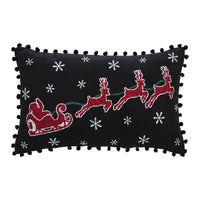 Thumbnail for Annie Black Check Santa Sleigh Pillow 14x22