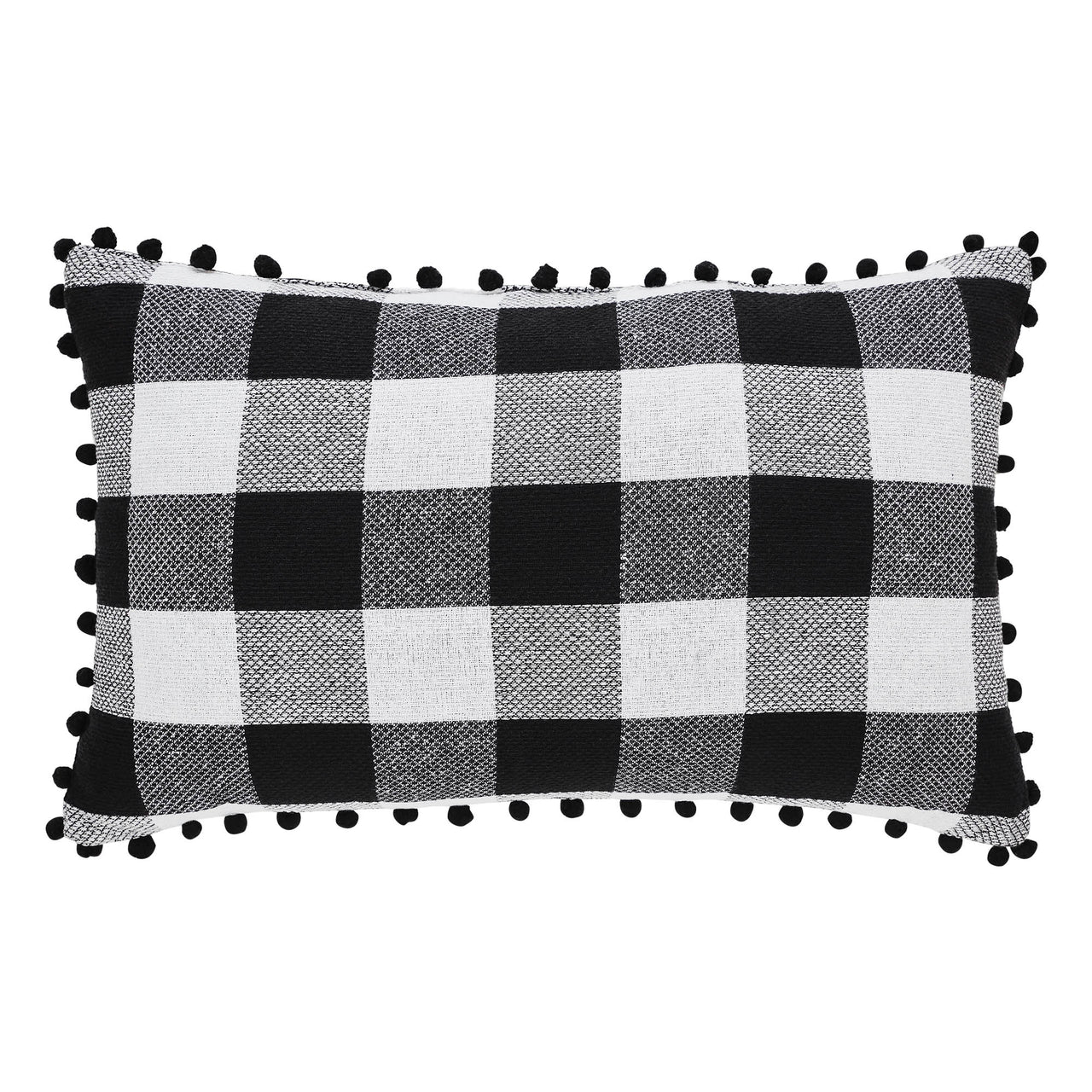 Annie Black Check Santa Sleigh Pillow 14x22