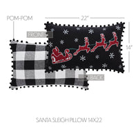 Thumbnail for Annie Black Check Santa Sleigh Pillow 14x22