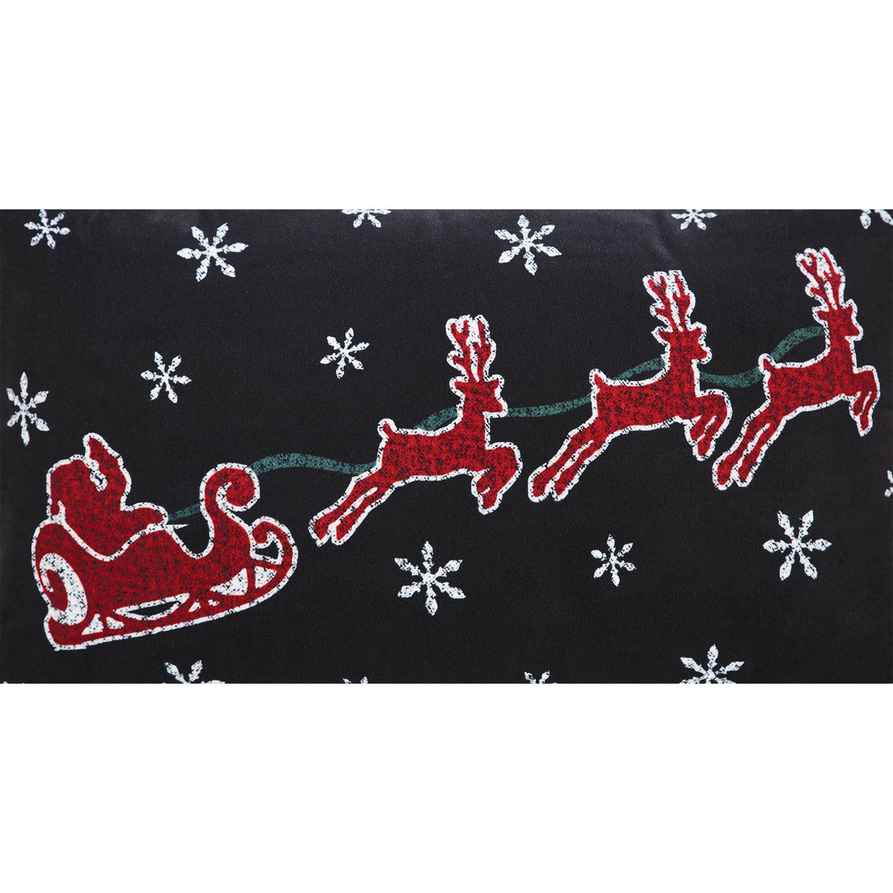 Annie Black Check Santa Sleigh Pillow 14x22