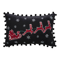 Thumbnail for Annie Black Check Santa Sleigh Pillow 9.5x14