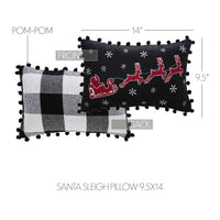 Thumbnail for Annie Black Check Santa Sleigh Pillow 9.5x14