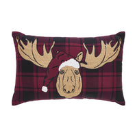 Thumbnail for Cumberland Red Black Plaid Holiday Moose Pillow 14x22