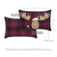 Thumbnail for Cumberland Red Black Plaid Holiday Moose Pillow 14x22