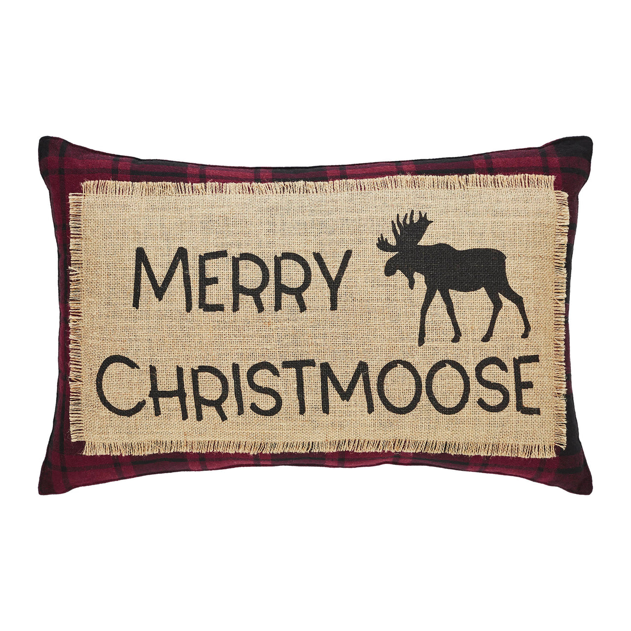 Cumberland Red Black Plaid Merry Christmoose Pillow 14x22 - The Fox Decor