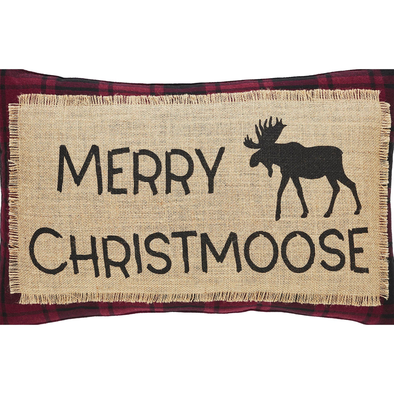 Cumberland Red Black Plaid Merry Christmoose Pillow 14x22 - The Fox Decor