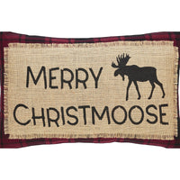 Thumbnail for Cumberland Red Black Plaid Merry Christmoose Pillow 14x22 - The Fox Decor