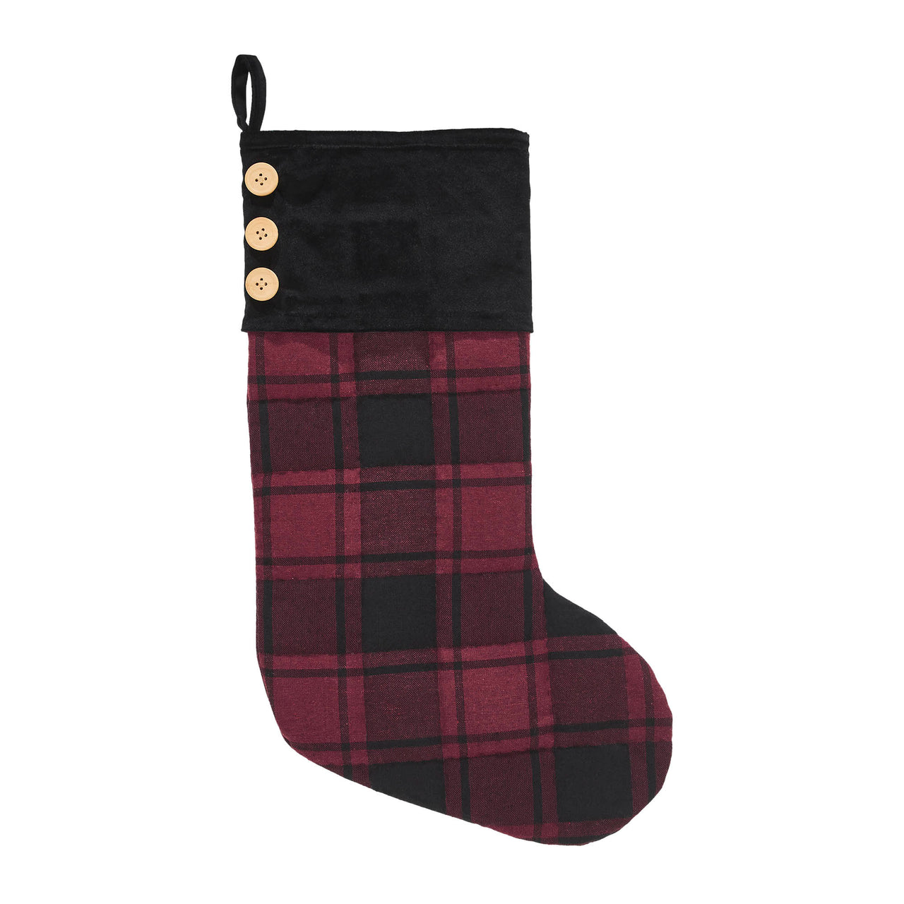 Cumberland Red Black Plaid Stocking 12x20 - The Fox Decor