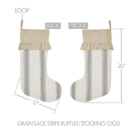 Grace Grain Sack Stripe Ruffled Stocking 12x20 - The Fox Decor