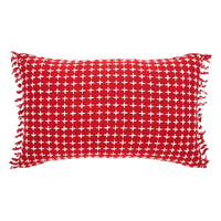 Gallen Red White Pillow Fringed 14x22 - The Fox Decor