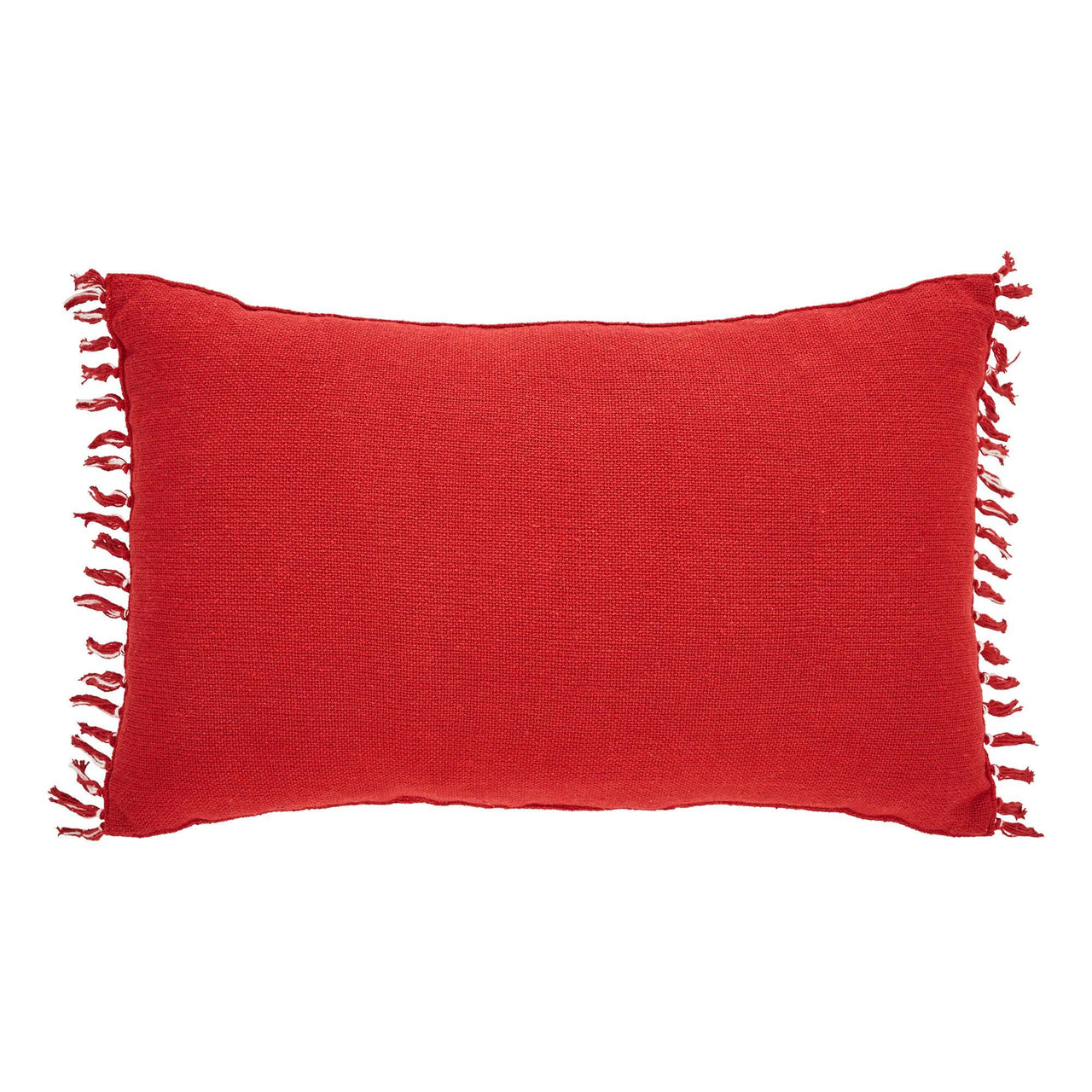 Gallen Red White Pillow Fringed 14x22 - The Fox Decor