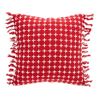 Gallen Red White Pillow Fringed 12x12 - The Fox Decor