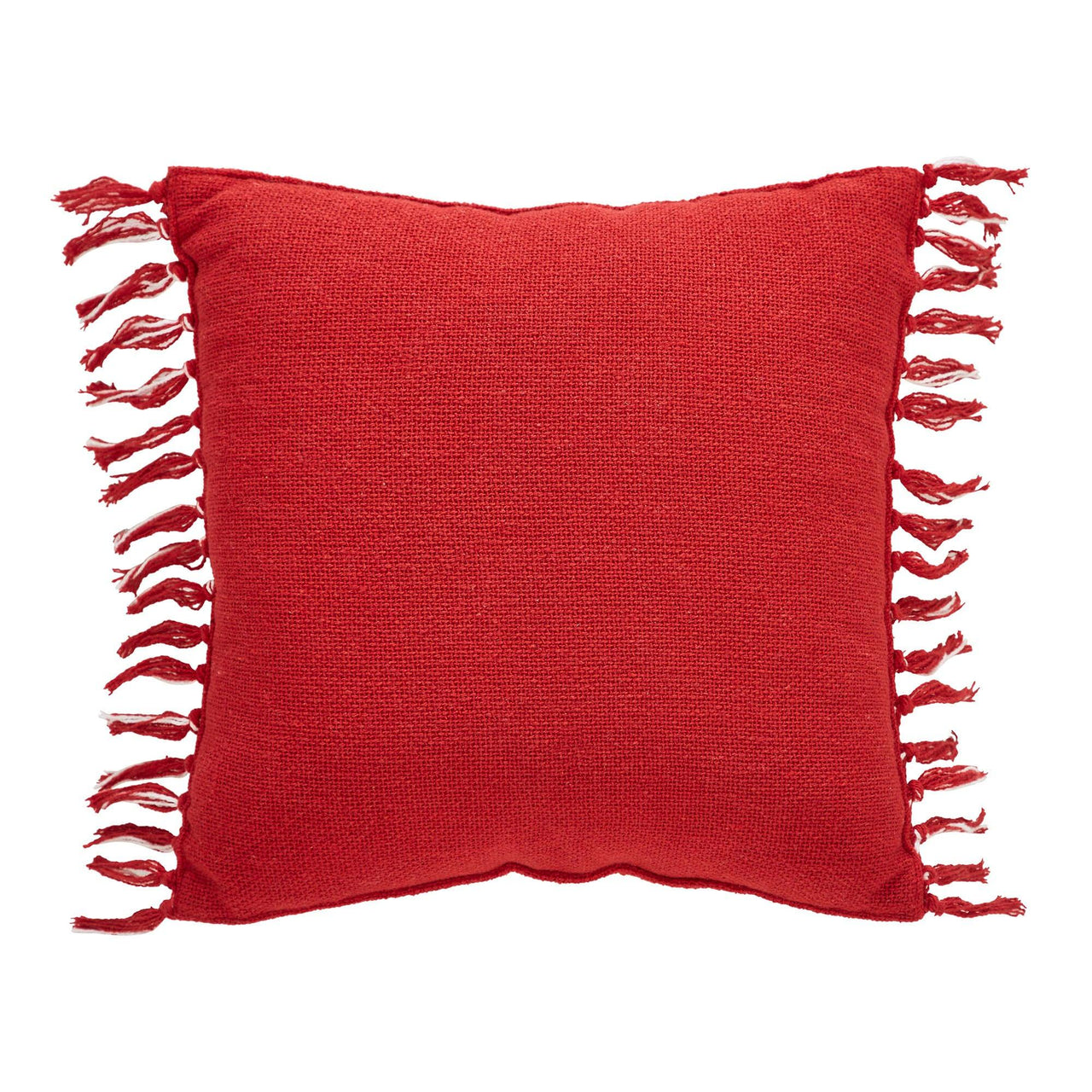 Gallen Red White Pillow Fringed 12x12 - The Fox Decor