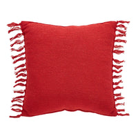 Gallen Red White Pillow Fringed 12x12 - The Fox Decor