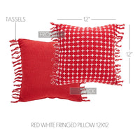 Gallen Red White Pillow Fringed 12x12 - The Fox Decor