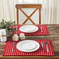 Gallen Red White Placemat Set of 2 Fringed 13x19 - The Fox Decor