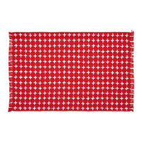 Gallen Red White Placemat Set of 2 Fringed 13x19 - The Fox Decor