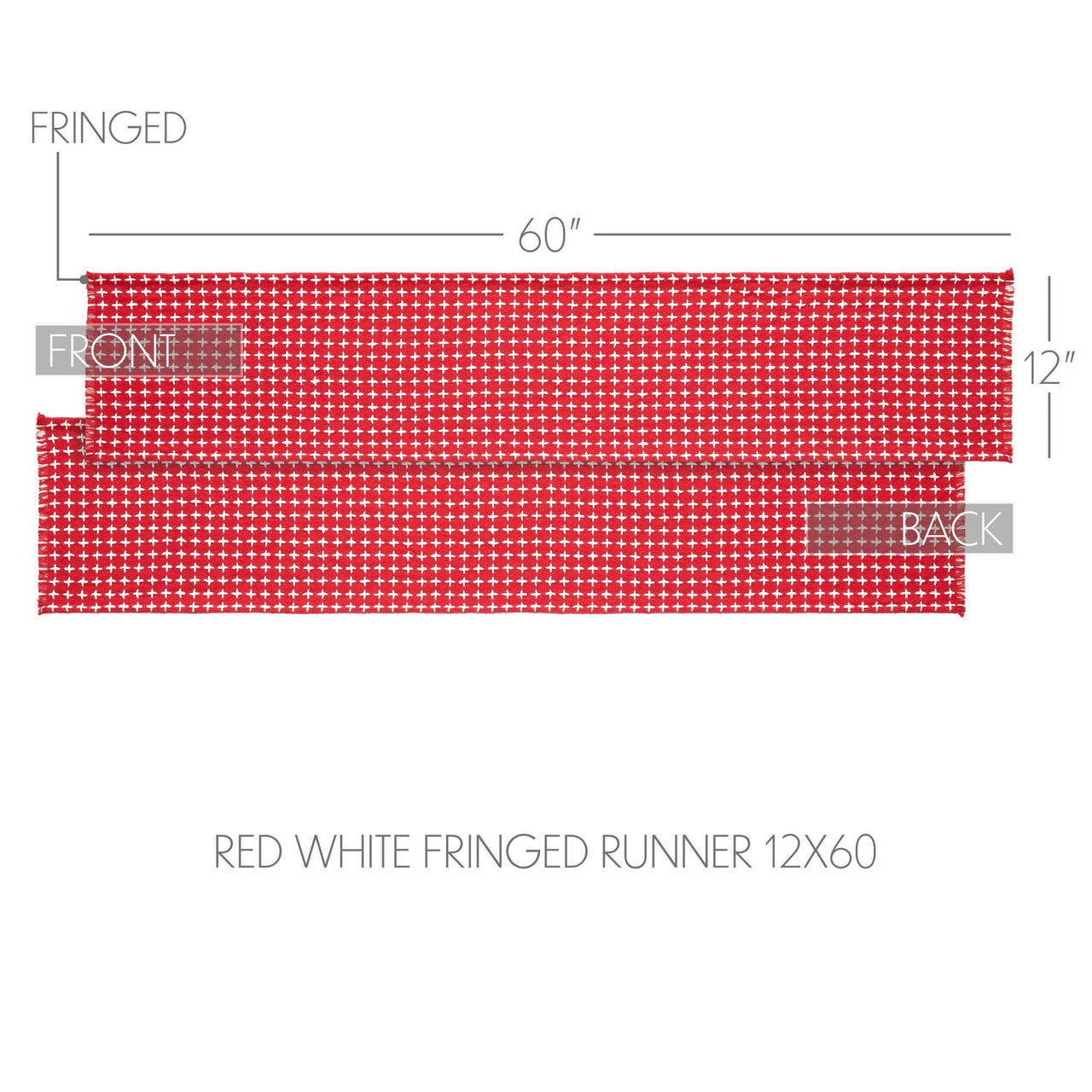 Gallen Red White Runner Fringed 12x60 - The Fox Decor
