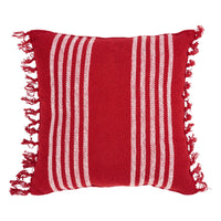 Arendal Red Stripe Pillow Fringed 12x12 - The Fox Decor