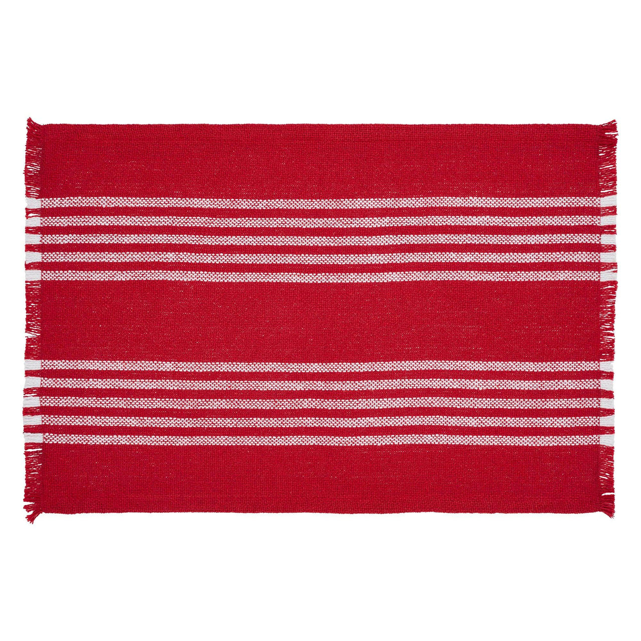 Arendal Red Stripe Placemat Set of 2 Fringed 13x19 - The Fox Decor