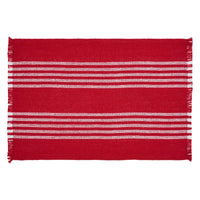 Arendal Red Stripe Placemat Set of 2 Fringed 13x19 - The Fox Decor