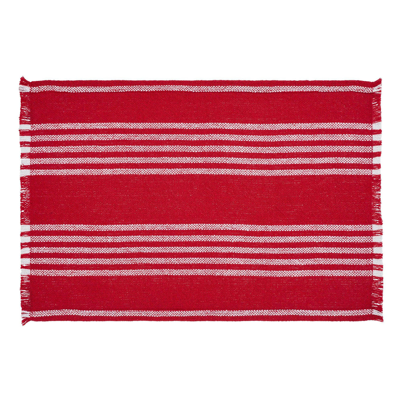 Arendal Red Stripe Placemat Set of 2 Fringed 13x19 - The Fox Decor