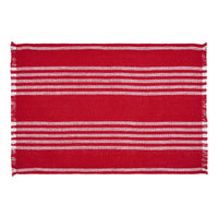 Arendal Red Stripe Placemat Set of 2 Fringed 13x19 - The Fox Decor
