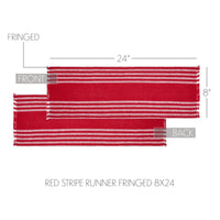Arendal Red Stripe Runner Fringed 8x24 - The Fox Decor