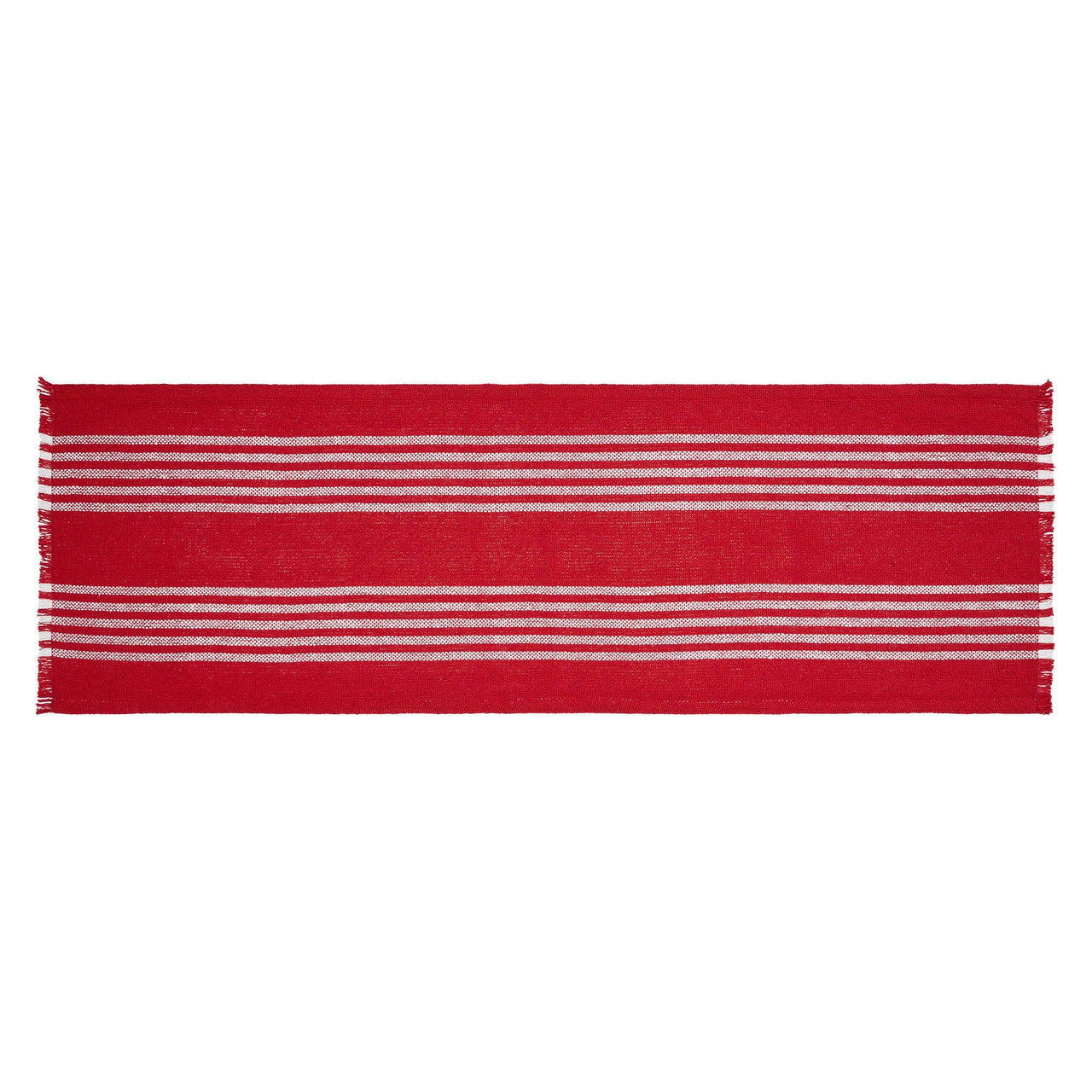 Arendal Red Stripe Runner Fringed 12x36 - The Fox Decor