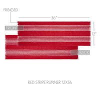 Arendal Red Stripe Runner Fringed 12x36 - The Fox Decor