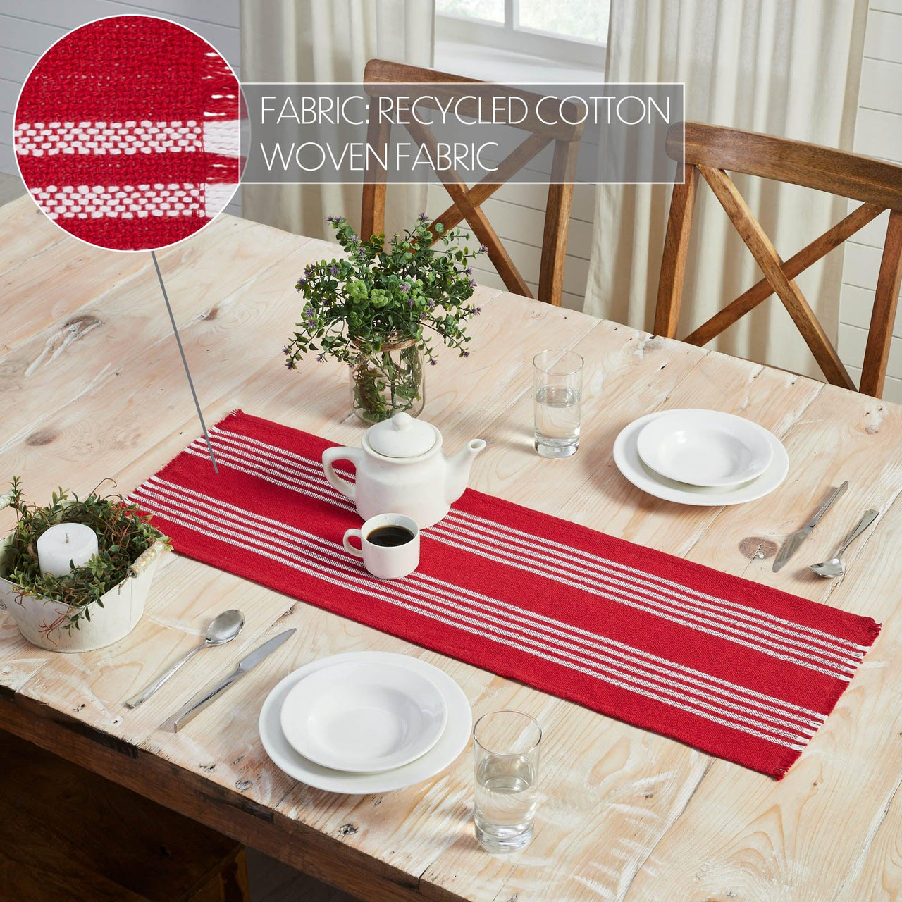 Arendal Red Stripe Runner Fringed 12x36 - The Fox Decor