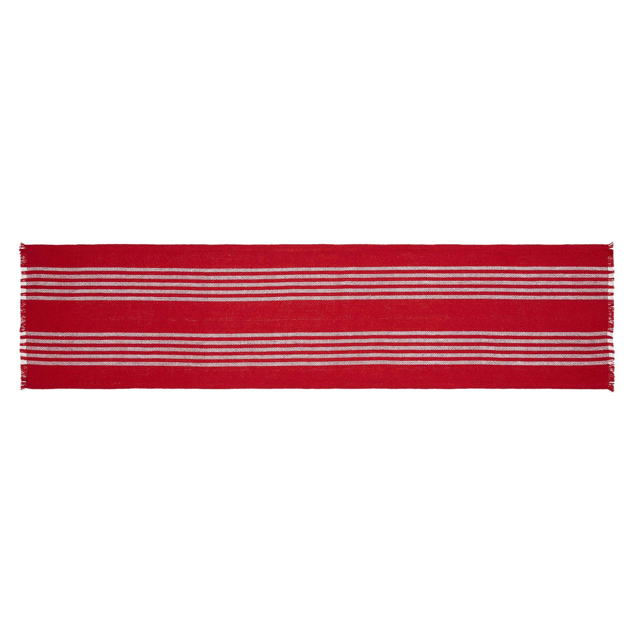 Arendal Red Stripe Runner Fringed 12x48 - The Fox Decor