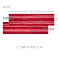 Arendal Red Stripe Runner Fringed 12x48 - The Fox Decor