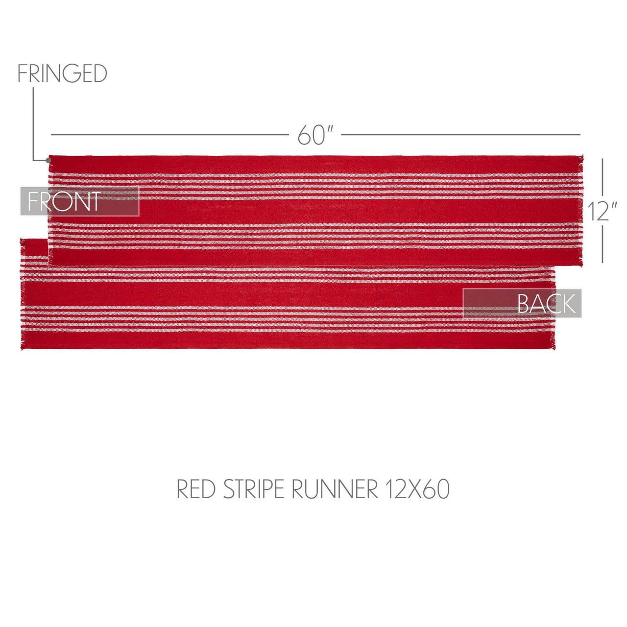 Arendal Red Stripe Runner Fringed 12x60 - The Fox Decor