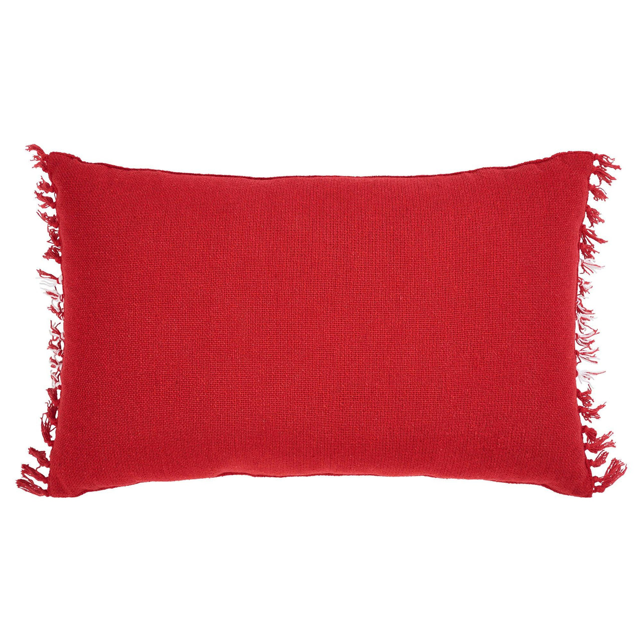 Eston Red White Plaid Pillow Fringed 14x22 - The Fox Decor