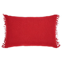 Eston Red White Plaid Pillow Fringed 14x22 - The Fox Decor