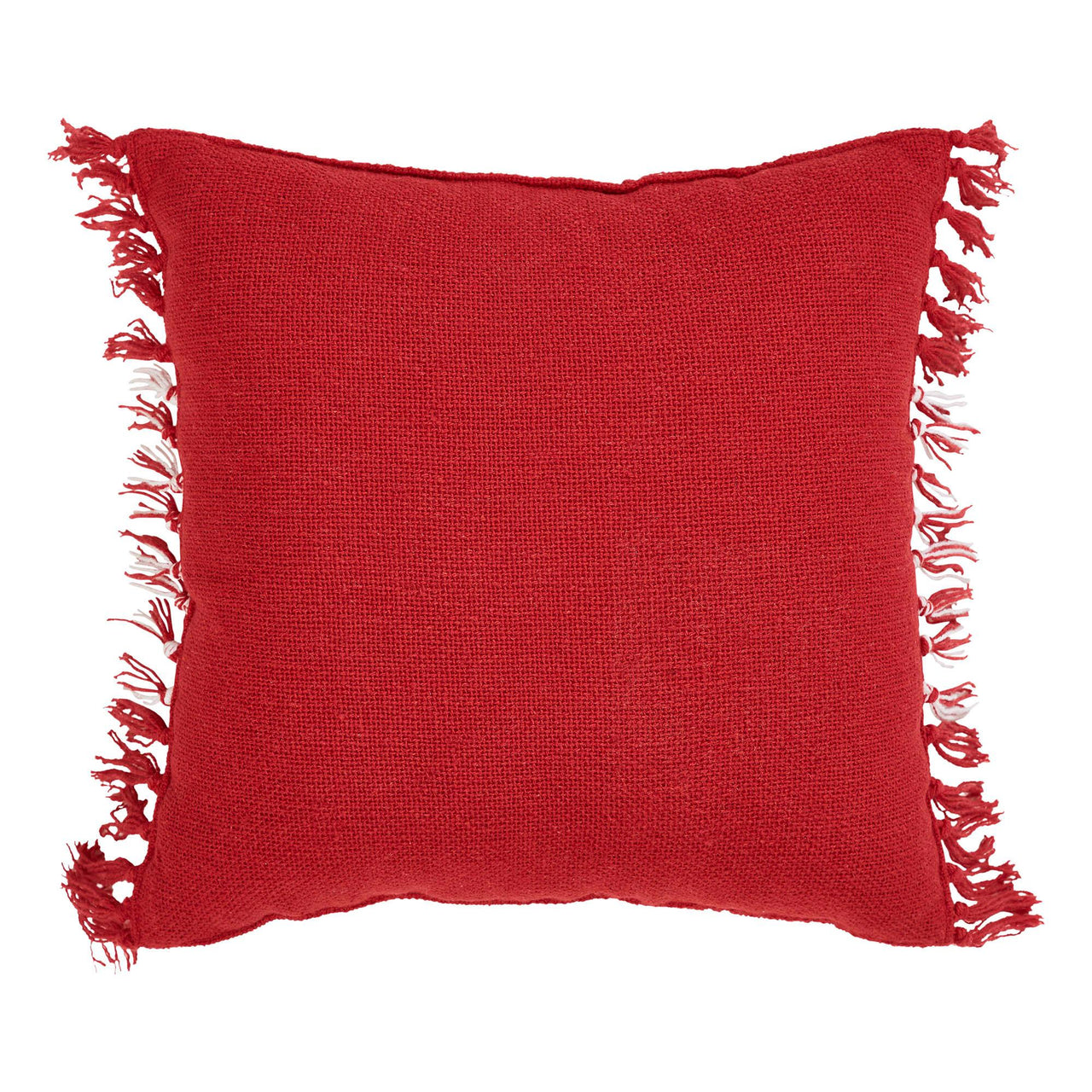 Eston Red White Plaid Pillow Fringed 12x12 - The Fox Decor