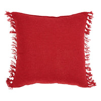 Eston Red White Plaid Pillow Fringed 12x12 - The Fox Decor