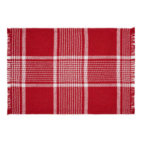 Eston Red White Plaid Placemat Set of 2 Fringed 13x19 - The Fox Decor