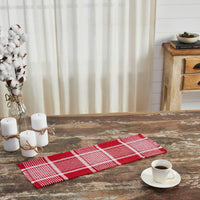 Eston Red White Plaid Runner Fringed 8x24 - The Fox Decor