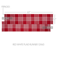 Eston Red White Plaid Runner Fringed 12x60 - The Fox Decor
