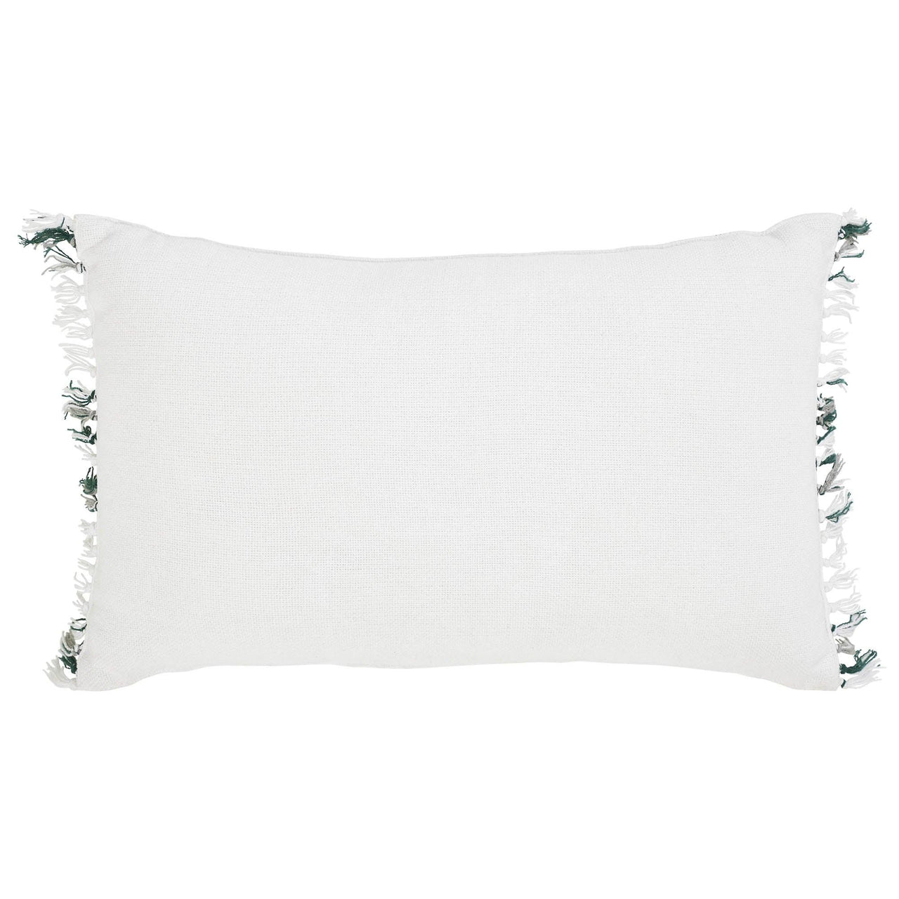 Harper Plaid Green White Pillow Fringed 14x22 - The Fox Decor