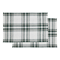 Harper Plaid Green White Placemat Set of 2 Fringed 13x19 - The Fox Decor