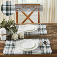 Harper Plaid Green White Placemat Set of 2 Fringed 13x19 - The Fox Decor