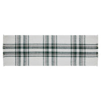 Harper Plaid Green White Runner Fringed 8x24 - The Fox Decor