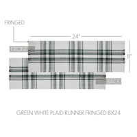 Harper Plaid Green White Runner Fringed 8x24 - The Fox Decor