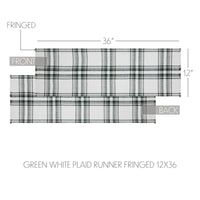 Harper Plaid Green White Runner Fringed 12x36 - The Fox Decor